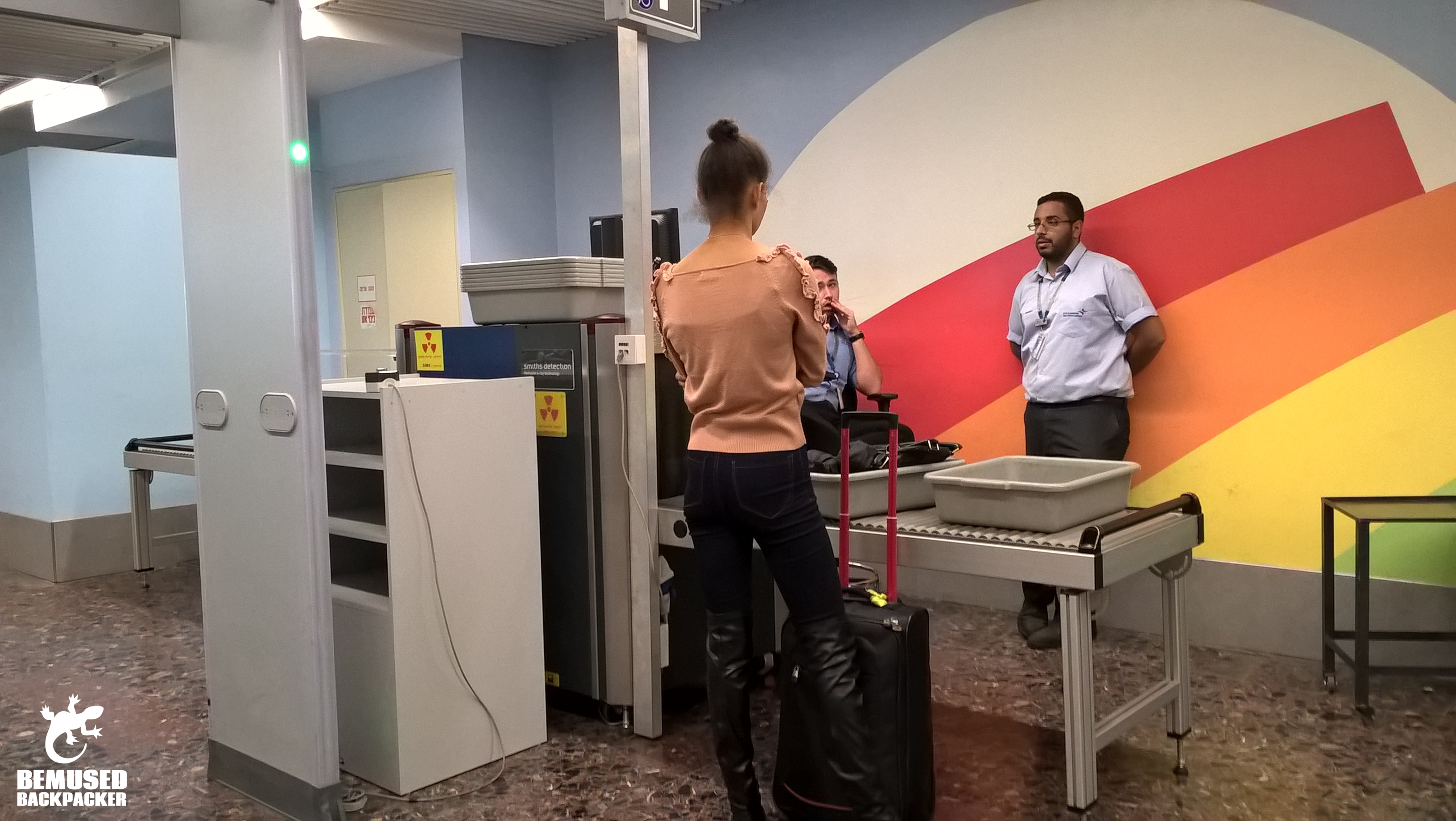 Going through security at Ben Gurion International Airport Israel