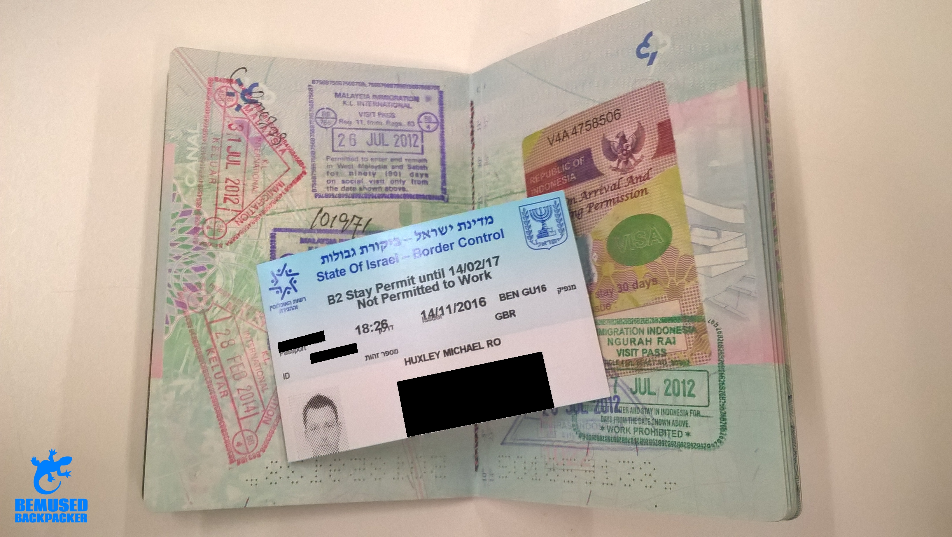 Passport stamp Israel Airport Ben Gurion Jerusalem