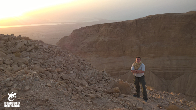 Michael Huxley hiking in the desert Israel Masada National Park