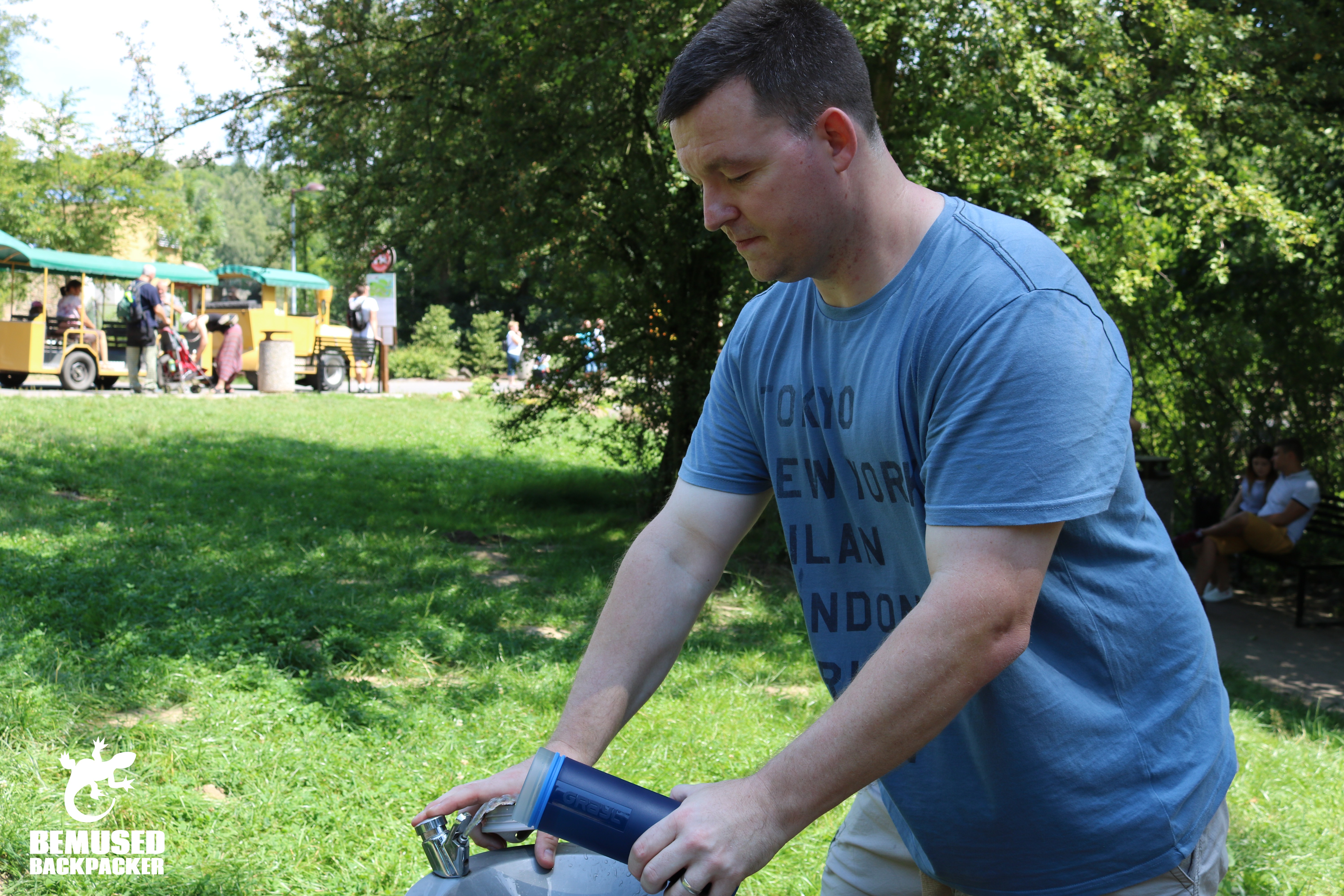 Refiling GRAYL water bottle at Ostrava Zoo