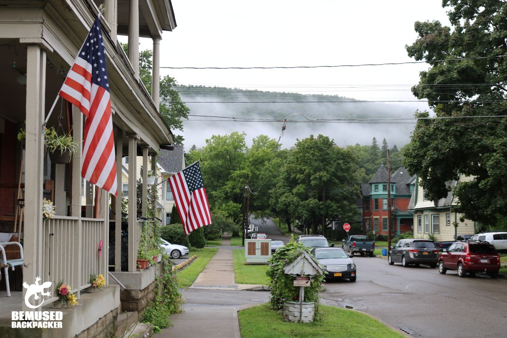 Finger Lakes New York flags on houses