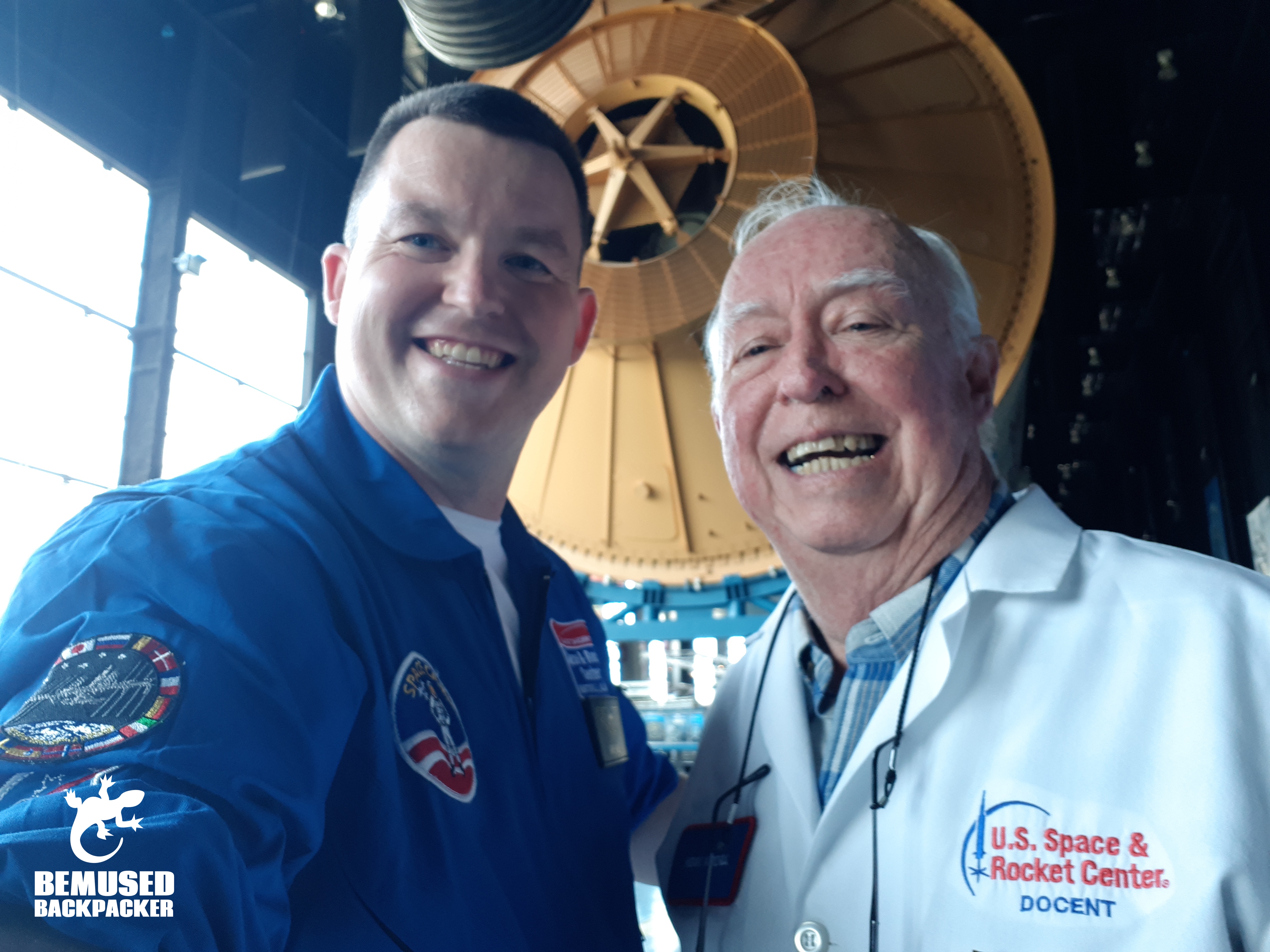 Michael Huxley and NASA Docent Kenny Mitchell at US Space and Rocket Center Huntsville
