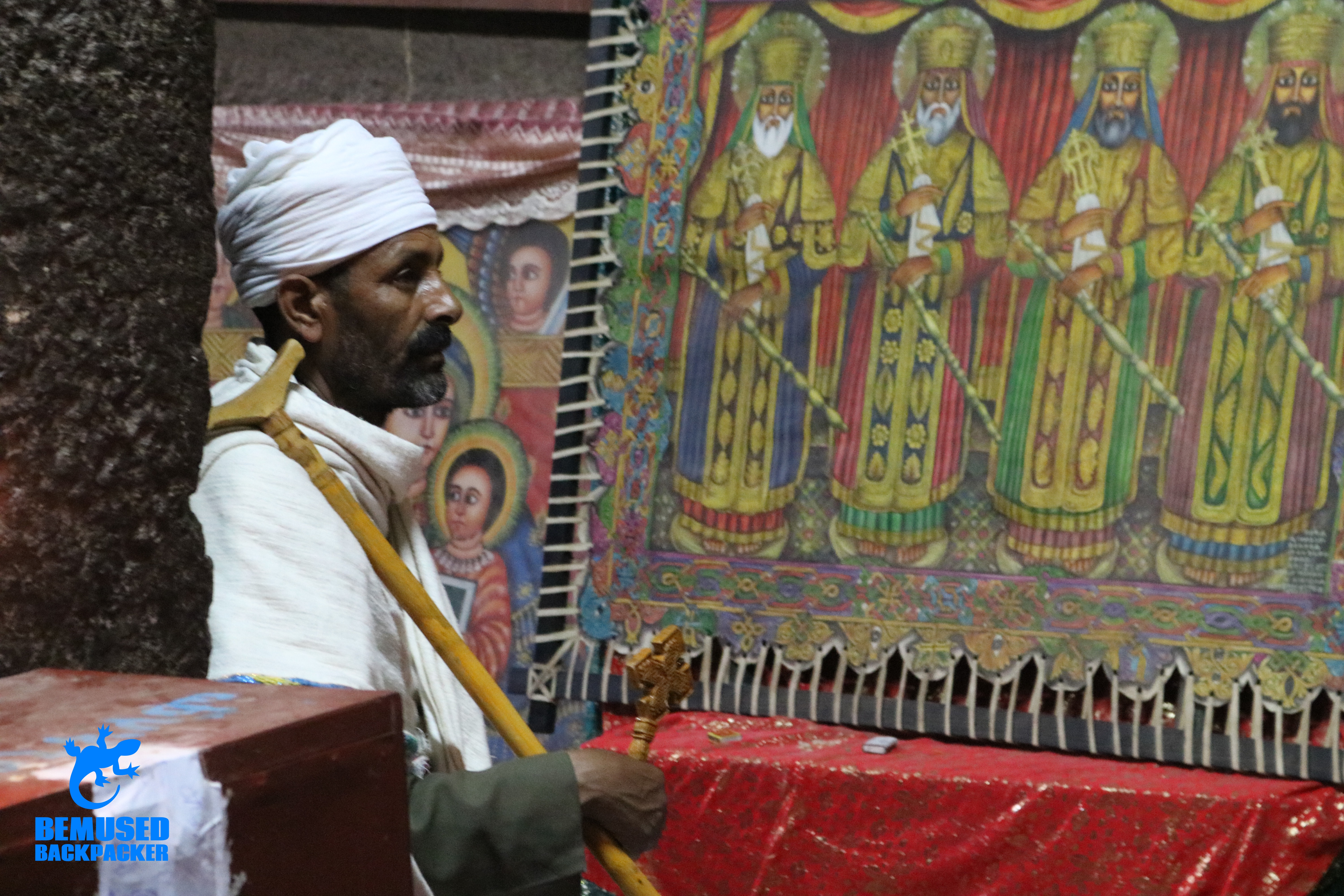 christian priest rock hewn churches of lalibela ethiopia