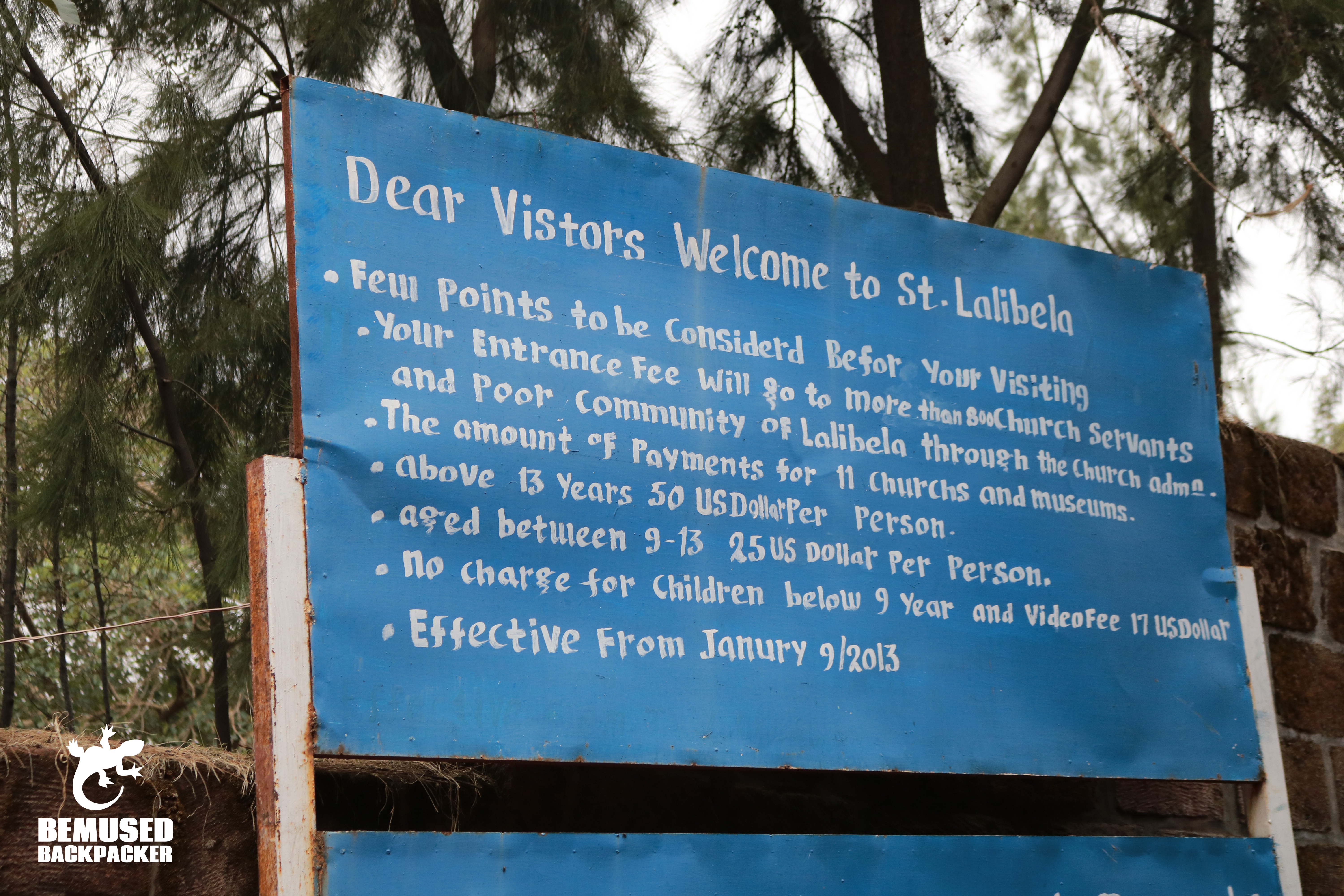 entrance sign rock hewn churches of lalibela ethiopia