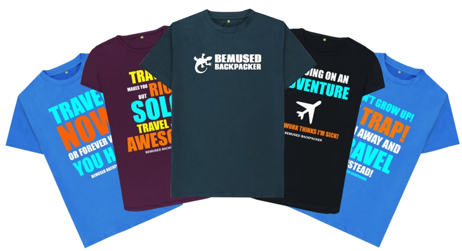 Bemused Backpacker T Shirt clothing range