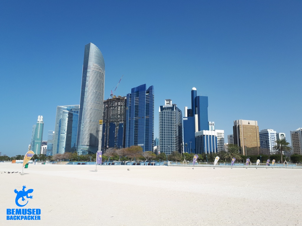 Skyline of Abu Dhabi from the Corniche beach